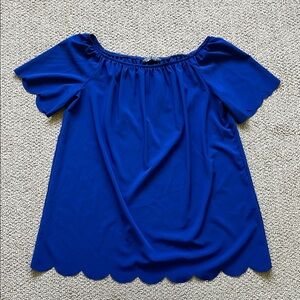 Elegant Royal Blue Off-Shoulder Blouse